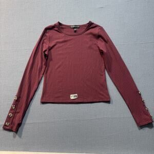 DEREK HEART  Women Wine Long Sleeve Tee  Sz M  Pre‎  owned Excellent